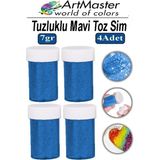 ArtMaster Toz Sim Mavi 4 Adet 7 gr Tuzluklu Etkinlik Ders Okul Slime Dekorasyon Renkli Toz Sim Dekor Süsleme - Standart