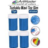 Artmaster Toz Sim Mavi 4 Adet 7 Gr Tuzluklu Etkinlik Ders Okul Slime Dekorasyon Renkli Toz Sim Dekor Süsleme