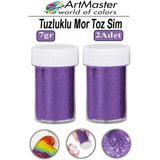 ArtMaster Toz Sim Mor 2 Adet 7 gr Tuzluklu Etkinlik Ders Okul Slime Dekorasyon Renkli Toz Sim Dekor Süsleme - Standart