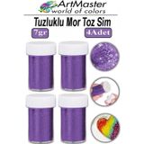 ArtMaster Toz Sim Mor 4 Adet 7 Gr Tuzluklu Etkinlik Ders Okul Slime Dekorasyon Renkli Toz Sim Dekor Süsleme