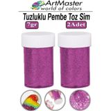 ArtMaster Toz Sim Pembe 2 Adet 7 Gr Tuzluklu Etkinlik Ders Okul Slime Dekorasyon Renkli Toz Sim Dekor Süsleme