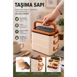 ArtMaster Turuncu Beslenme Kutusu 3 Bölmeli 1 Adet 3 Bölmeli Beslenme Kabı Yemek Saklama Kabı Taşınabilir Lunch Box Okul - Standart