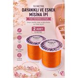 ArtMaster Turuncu Misina Ipi 0.5mm 10 Metre 2 Adet Esnek Boncuk Takı Dizme Ipi Elastik Ip Bileklik Aksesuar Lastiği Yuvarlak Elyaf - Standart