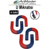 ArtMaster U Şekilli Mıknatıs 4 Adet Deney Malzemesi Kırmızı Mavi Boyalı Mıknatıs Okul Projeleri Için U Şekilli At Nalı Mıknatıs - Kırmızı - Mavi - 8x35x40 - Standart