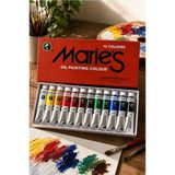 ArtMaster Yağlı Boya 12 Renk 12 ml 1 Paket Maries Yağlı Boya Seti 12 Li Ahşap Tuval Taş Ağaç Boyamalar Için Ideal Boyama Seti - Standart - Çok Renkli