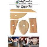 ArtMaster Yassı Ebeşuar Seti 5 Li 1 Paket Şekillendirme Aleti Ahşap Kil Seramik Çömlek Heykel Kazıyıcı Modelleme Şekillendirici - Standart - Naturel