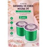 ArtMaster Yeşil Misina Ipi 0.5mm 10 Metre 2 Adet Esnek Boncuk Takı Dizme Ipi Elastik Ip Bileklik Aksesuar Lastiği Yuvarlak Elyaf - Standart