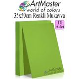 ArtMaster Yeşil Renkli Mukavva 35x50 cm 10 Adet 1 Paket Renkli Sert Karton 1.0 mm Anasınıfı Hobi Etkinlik Okul Öncesi Elişi