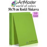 ArtMaster Yeşil Renkli Mukavva 50X70 cm 10 Adet 1 Paket Renkli Sert Karton 1.0 mm Anasınıfı Hobi Etkinlik Okul Öncesi Elişi - Standart
