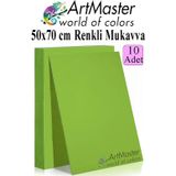 ArtMaster Yeşil Renkli Mukavva 50x70 cm 10 Adet 1 Paket Renkli Sert Karton 1.0 mm Anasınıfı Hobi Etkinlik Okul Öncesi Elişi