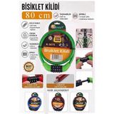 ArtMaster Yeşil Şifreli Bisiklet Kilidi 80 cm 1 Adet K-3675 Çelik Halat Plastik Kaplamalı Bisiklet Kiliti Scooter Kapı Şifreli - 80cm - Standart