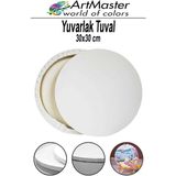 ArtMaster Yuvarlak Tuval 30X30 cm 1 Adet Astarlı Resim Tuvali Arkadan Zımbalı Akrilik Boya Yağlı Boya Resim Çerçevesi - Standart - Beyaz