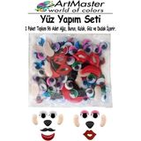 ArtMaster Yüz Yapım Seti Renkli Oynar Göz 12 mm 96 Lı 1 Paket Ağız Kulak Burun Bıyık Dudak Plastik Anasınıfı Etkinlik Hobi Tasarım - Çok Renkli - Standart
