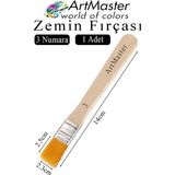 ArtMaster Zemin Fırçası 3 Numara 1 Adet Boya Fırçası Sentetik Ipek Uçlu Kıl Akrilik Guaj Yağlı Boya Fırçası Zemin Fırça No:3 - Standart - Naturel