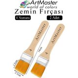 ArtMaster Zemin Fırçası 4 Numara 2 Adet Boya Fırçası Sentetik Ipek Uçlu Kıl Akrilik Guaj Yağlı Boya Fırçası Zemin Fırça No:4 - Standart - Naturel