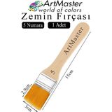ArtMaster Zemin Fırçası 5 Numara 1 Adet Boya Fırçası Sentetik Ipek Uçlu Kıl Akrilik Guaj Yağlı Boya Fırçası Zemin Fırça No:5 - Standart - Naturel