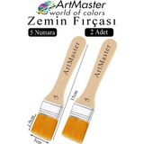 ArtMaster Zemin Fırçası 5 Numara 2 Adet Boya Fırçası Sentetik Ipek Uçlu Kıl Akrilik Guaj Yağlı Boya Fırçası Zemin Fırça No:5 - Standart - Naturel