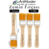 ArtMaster Zemin Fırçası 5 Numara 4 Adet Boya Fırçası Sentetik Ipek Uçlu Kıl Akrilik Guaj Yağlı Boya Fırçası Zemin Fırça No:5 - Standart - Naturel
