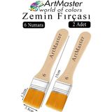 ArtMaster Zemin Fırçası 6 Numara 2 Adet Boya Fırçası Sentetik Ipek Uçlu Kıl Akrilik Guaj Yağlı Boya Fırçası Zemin Fırça No:6 - Standart - Naturel