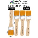 Artmaster Zemin Fırçası 6 Numara 4 Adet Boya Fırçası Sentetik İpek Uçlu Kıl Akrilik Guaj Yağlı Boya Fırçası Ze