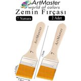 ArtMaster Zemin Fırçası 7 Numara 2 Adet Boya Fırçası Sentetik Ipek Uçlu Kıl Akrilik Guaj Yağlı Boya Fırçası Zemin Fırça No:7 - Standart - Naturel