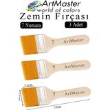 ArtMaster Zemin Fırçası 7 Numara 3 Adet Boya Fırçası Sentetik Ipek Uçlu Kıl Akrilik Guaj Yağlı Boya Fırçası Zemin Fırça No:7 - Standart - Naturel