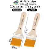 ArtMaster Zemin Fırçası 8 Numara 2 Adet Boya Fırçası Sentetik Ipek Uçlu Kıl Akrilik Guaj Yağlı Boya Fırçası Zemin Fırça No:8 - Standart - Naturel