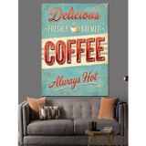 Artmeg Delicious Coffee Retro Tabela Dekoratif Kanvas - Mdf Ahşap Tablo