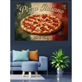 Artmeg Italyan Usulü Sıcak Pizza Tabelası Dekoratif Kanvas - Mdf Ahşap Tablo - 100x140 Cm