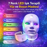 Artnest 7 Renkli LED Yüz ve Boyun Güzellik Cihazı | Foton Işık Terapili Cilt Bakım Maskesi Seti - Beyaz