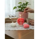 Artnest Sevgililer Günü Kokulu Mum Seti, Hediyelik, Ev Dekoru, Masa Dekoru - Pembe - Beyaz - 3 Adet