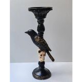 ArtnestbyAysun Gotik Tasarım Siyah Kuş ve Kafatası Şamdan, Ev Dekoru, Masa Dekoru, Obje, Hediyelik, Öğretmenler Günü, Anneler Günü