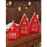 ArtnestbyAysun Home Yılbaşı Ev Mumluk Seti, Kırmızı Renkli Yüksek Kaliteli Malzeme El Yapımı Dekoratif Obje Biblo, Ev Dekoru, Masa Dekoru, Yılbaşı Dekoru, Hediyelik, Yılbaşı Evleri
