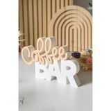 ArtPera 3D Coffee Bar Yazılı Dekoratif Masa Üstü Aksesuar – Kahve Köşesi Ev ve Ofis Dekoru - Krem