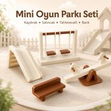 ArtPolat Mini Oyun Parkı Seti - Kaydırak, Salıncak, Tahterevalli ve Bank, 3+ Yaş İçin Eğlenceli Oyun