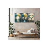 artprinta 3 Parçalı Hayat Ağacı ve Kelebek Kanvas Tablo Seti Çok Renkli 30 x 40