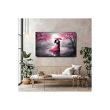 artprinta Pembe Şemsiye Altında Aşk Temalı Romantik Duvar Tablosu Çok Renkli 60 x 120