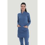 Artra Medical Giyim U-Flex Likralı Hakim Yaka Uzun Kollu Tesettür Cerrahi Forma Takım - Indigo