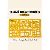 Artscholar 1:100 Mimari Şablon, Mobilya Tesisat Şablonu - Sarı - cetvel