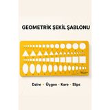 Artscholar Karışık Geometrik Şekiller Çizim Şablonu (Daire,Üçgen,Kare,Elips) 24*12cm