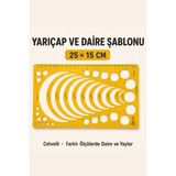 Artscholar Yarıçap ve Daire Çizim Şablonu 25*15CM - Sarı - cetvel