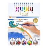 Artshop 15 Adet Düz Uçlu Standart Boyama Fırçası Akrilik, Yağlı. Sulu, Guaj, Parmak Boyası
