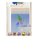 Artshop 15 Adet İnce Uçlu Standart Boyama Fırçası Akrilik, Yağlı. Sulu, Guaj, Parmak Boyası İçin