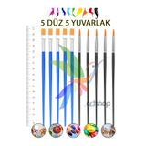 Artshop 5 Düz 5 Ince Uç Toplam 10 Adet Akrilik , Yağlı, Sulu, Guaj Boya, Parmak Boyası Için Sanatsal Fırça