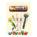 Artshop 6x25 ml Parmak Boyası, Ponpon Fırça, Sünger Rulo, Soft Fırça Çocuk Boyama Seti