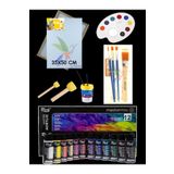 Artshop Rich 12x60 ml Akrilik Boya, 35X50 cm Tuval, Zemin Fırçalı, Palet, Ponpon Resim Başlangıç Seti