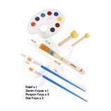 Artshop Sanatsal 2 Adet Fırça 2 numara Zemin Fırçası, Palet, Ponpon Fırça, Yardımcı Set