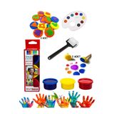Artshop Südor 3x30 ml Parmak Boyası, 2li Ponpon,3 Adet Eva Baskı, Sünger Rulo Fırça, Palet Çocuk Boyama Seti