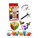 Artshop Südor 6x30 ml Parmak Boyası, Küp Eva Baskı, Sünger Rulo, Ponpon Fırça, Palet, Çocuk Boyama Seti