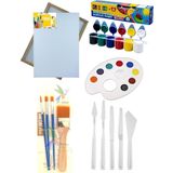 Artshop Zemin Fırçalı Başlangıç Seti, Tuval 35x50 cm Akrilik Boya Fırça Spatula Palet Resim Boyama Seti